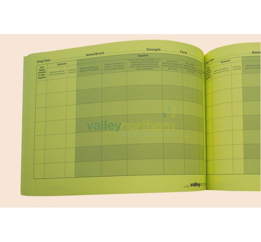 Controlled Drugs Register Book Valley Northern Limited